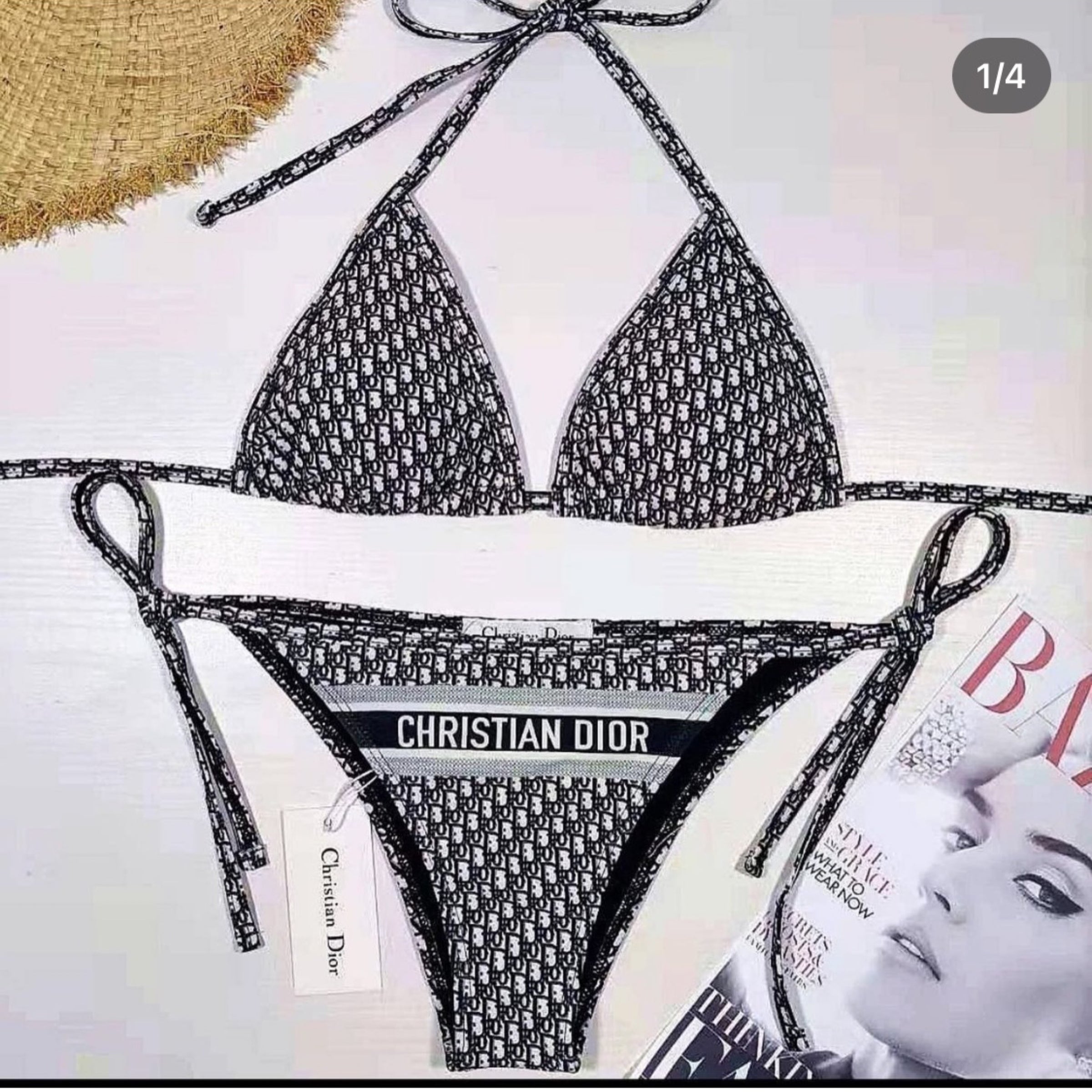 DIOR ビキニ Dioriviera Bikini Top Blue and White Dior Oblique Technical